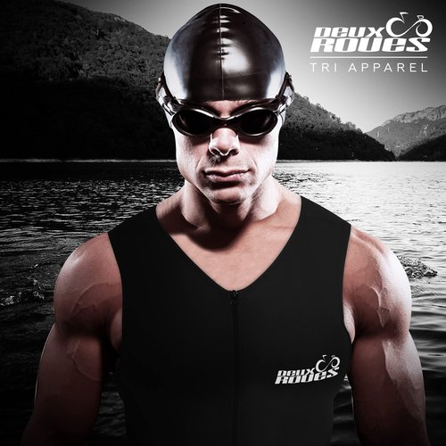 Deux Roues Triathlon Suit Men Racing Tri Cycling Skin Suit Bike Swim Run - Bonus Race Bib Belt (Black, 3X-Large)