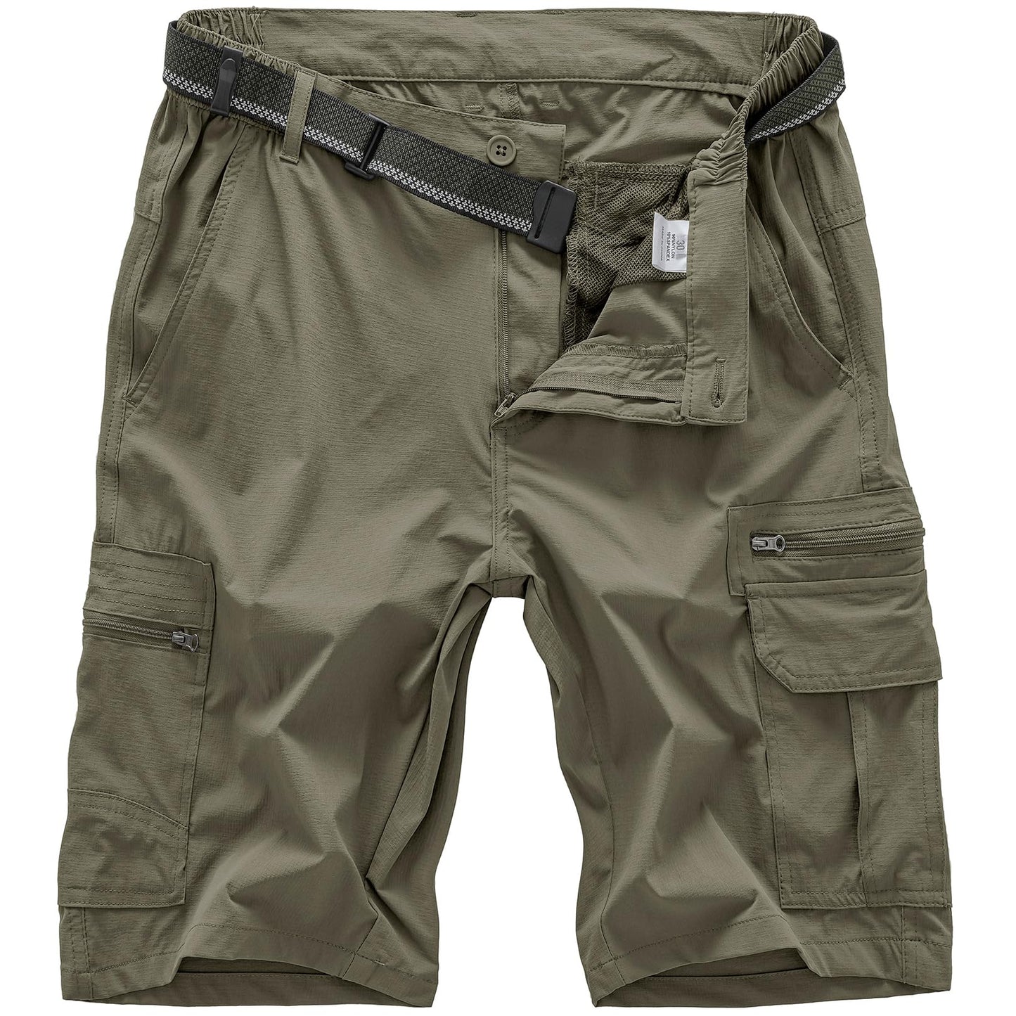 Jessie Kidden Mens Outdoor Casual Expandable Waist Lightweight Water Resistant Quick Dry Fishing Hiking Shorts (Light Green, 29)