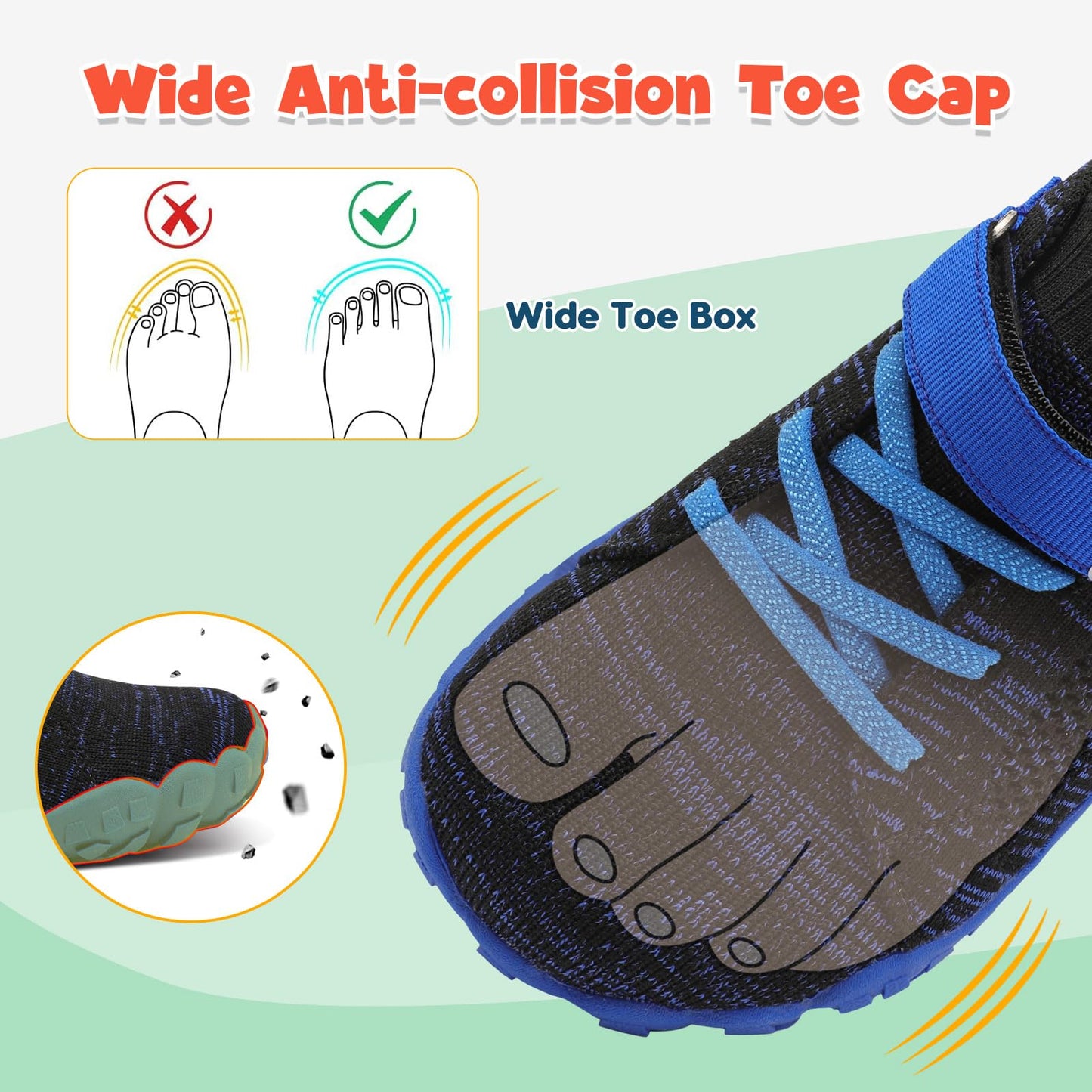 LeIsfIt Kids Shoes Girls Boys Wide Shoes Kids Barefoot Sneakers Lightweight Hiking Shoe for Toddler Little Big Kid Blue 2 Big Kid