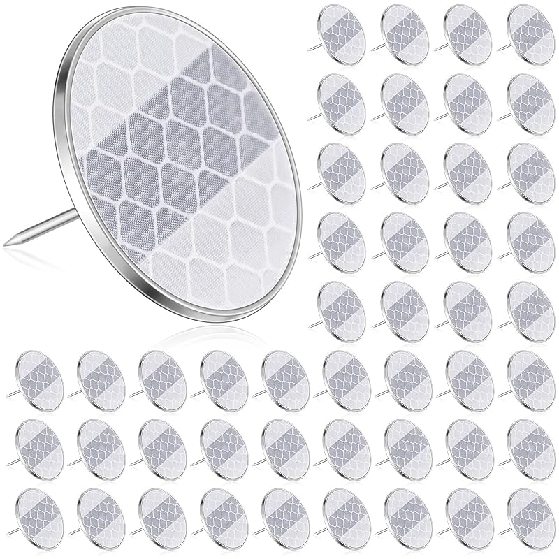1 Inch Reflective Trail Tacks for Hunting Camping - 50 Pack, Silver