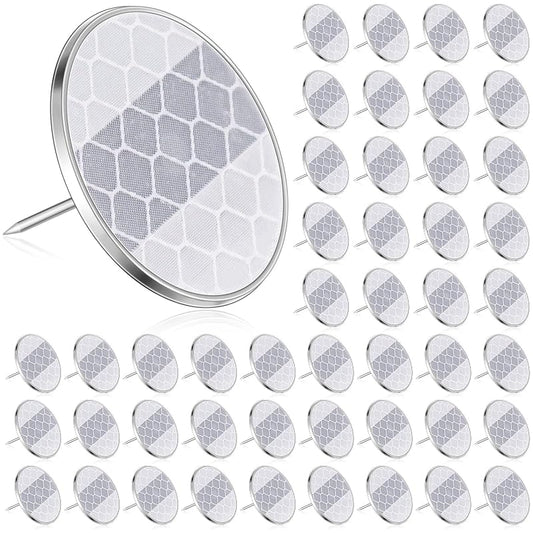 1 Inch Reflective Trail Tacks for Hunting Camping - 50 Pack, Silver
