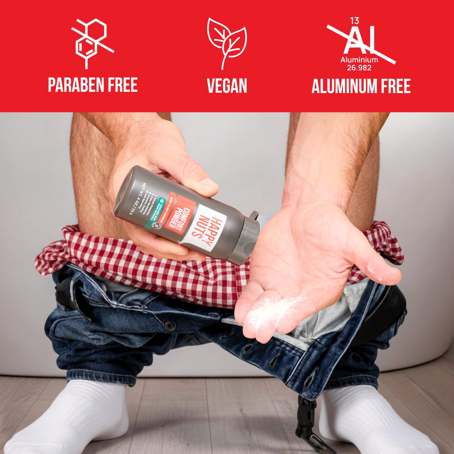 HAPPY NUTS Comfort Powder - Anti Chafing & Deodorant, Aluminum-Free, Sweat and Odor Control for Jock Itch, Groin and Men's Private 4oz (Cooling Mint)
