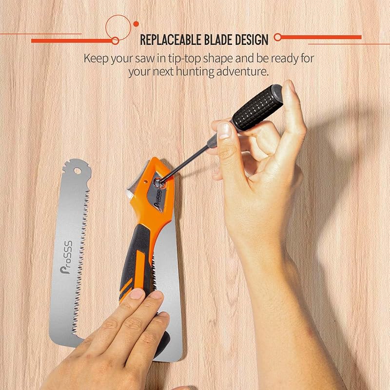 ProSSS 7-Inch Folding Hunting Saw with Replaceable 65Mn Blade – Folding Bone Meat Saw