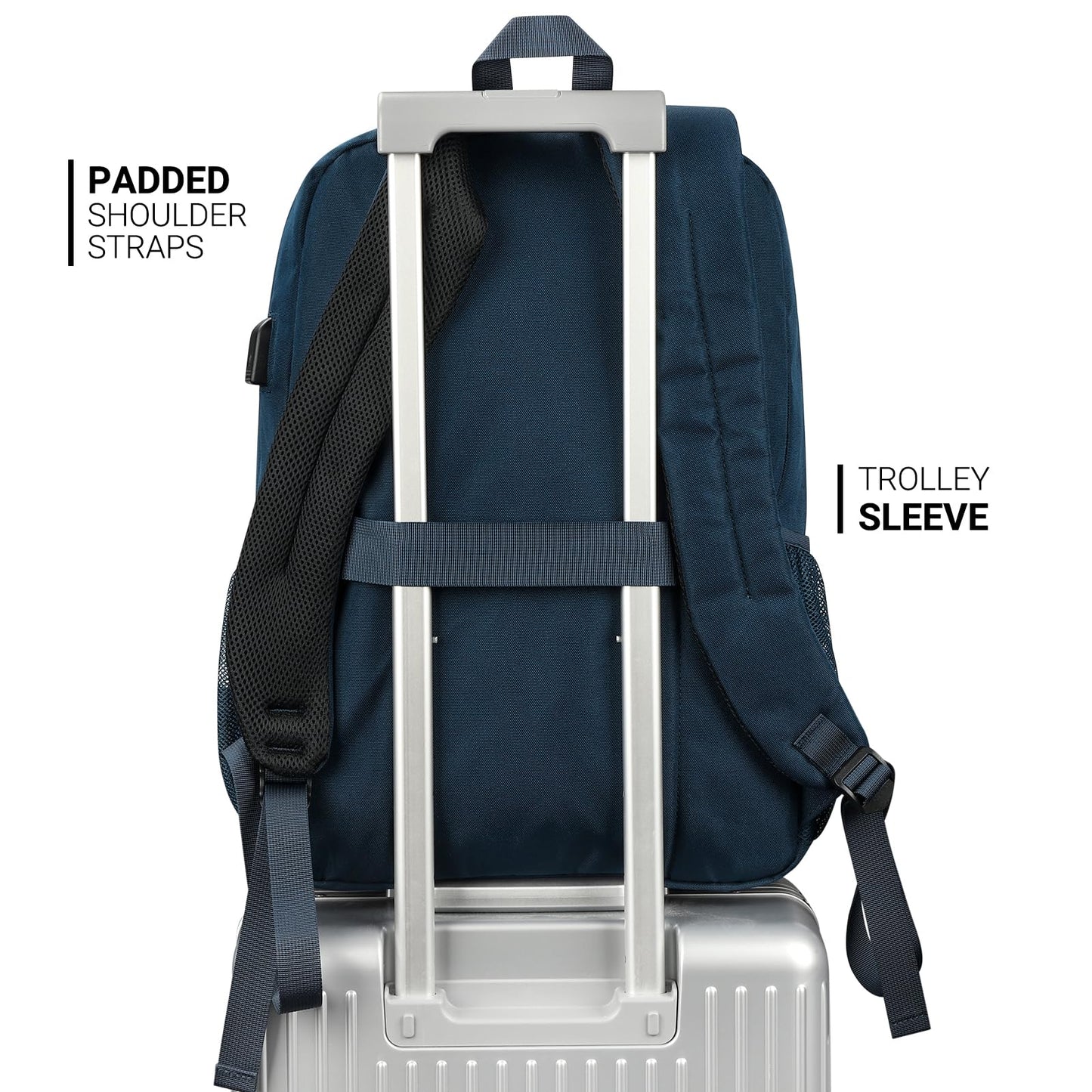 ZORFIN 36L Backpack for College, and Travel: Water Resistant Bookbag - Steel blue