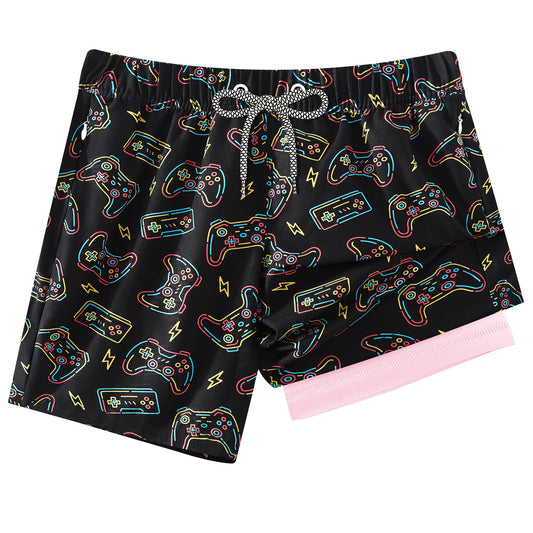 APTRO 2 in 1 Boy's Swim Trunks Quick Dry Kids Bathing Suits Zipper Pockets Board Shorts G07-Game 5-6