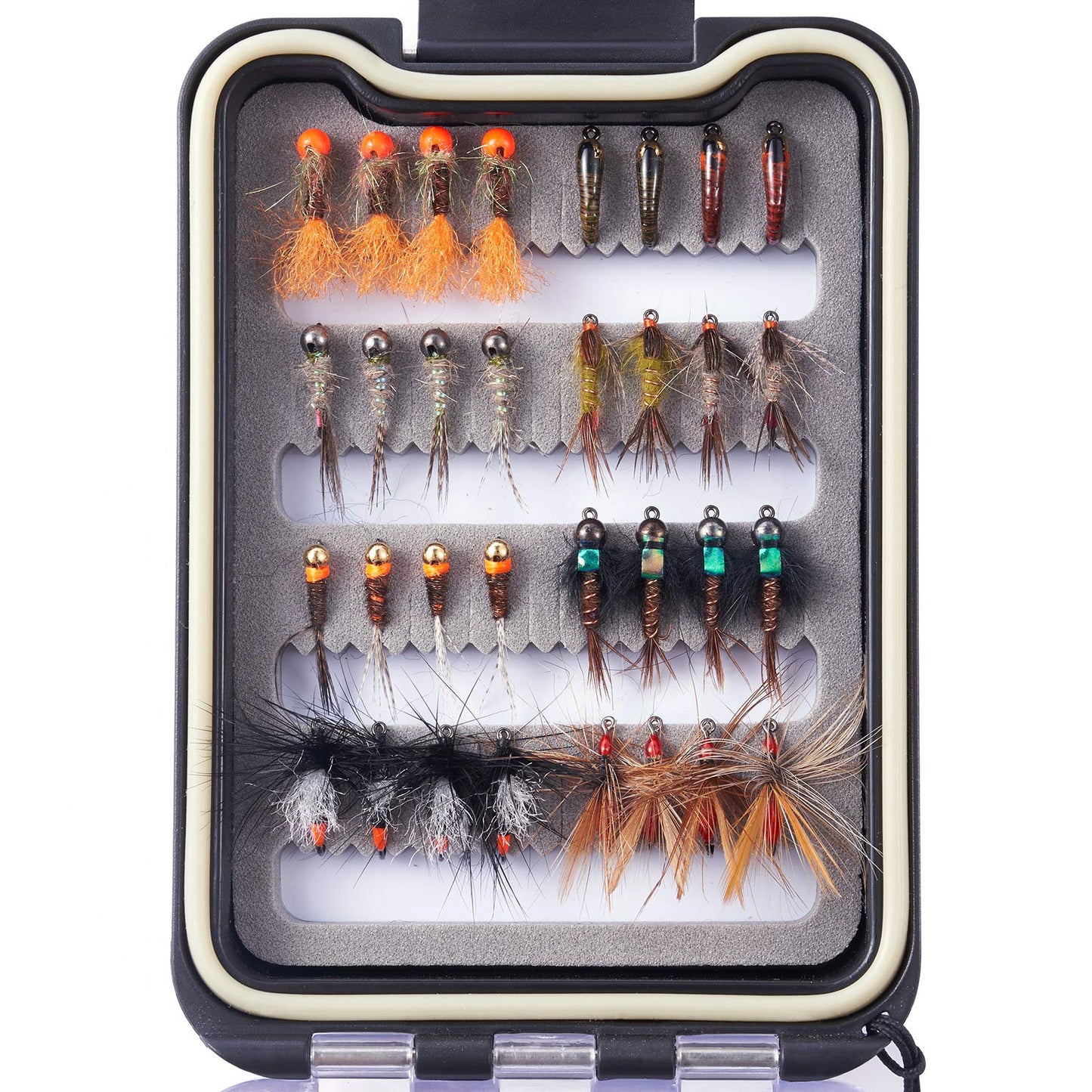 BASSDASH Fly Fishing Flies Kit Fly Assortment Trout Bass Fishing with Fly Box with Dry/Wet Flies, Nymphs, Streamers, Popper