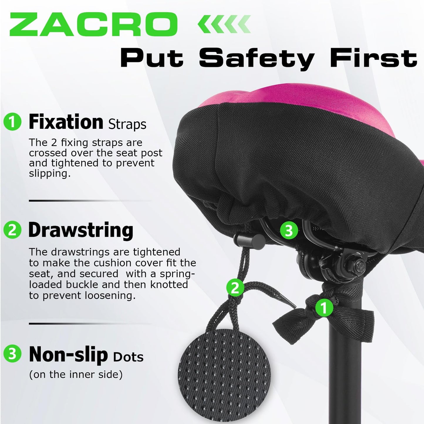 Zacro Bike Seat Cushion, Comfortable Gel Padded Bike Seat Cover, Adjustable Bicycle Cover for Men & Women, Compatible with Stationary Exercise, Mountain and Road Bike Saddles