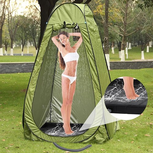 Portable Shower Pan 41" x 41" x 5" Foldable Camping Shower Base with Drain Hose and Clamp Shower Basin for Outdoor, Camping, Beach
