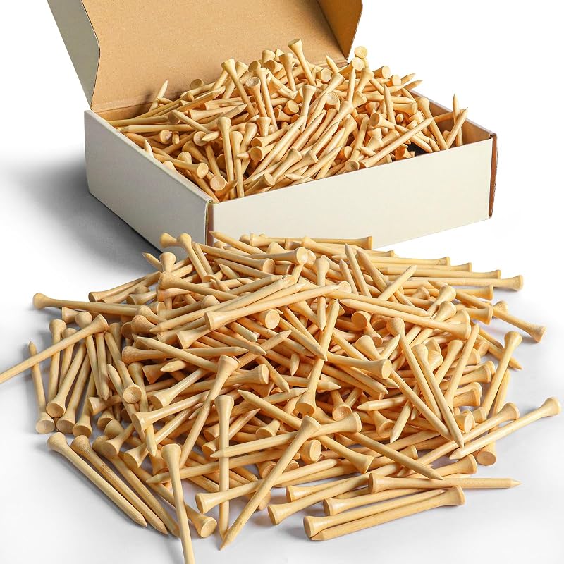 Finger Ten 250 Count Bamboo Golf Tees, 2 3/4" & 3 1/4" & 1 1/2" Bulk Pack - Natural