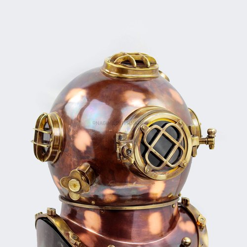 Vintage Marine Divers Helmet Solid Steel & Brass Scuba Diving Helmet 18" W/Base Vintage Marine Divers Helmet Solid Steel & Brass Scuba Diving Helmet 18" W/Base