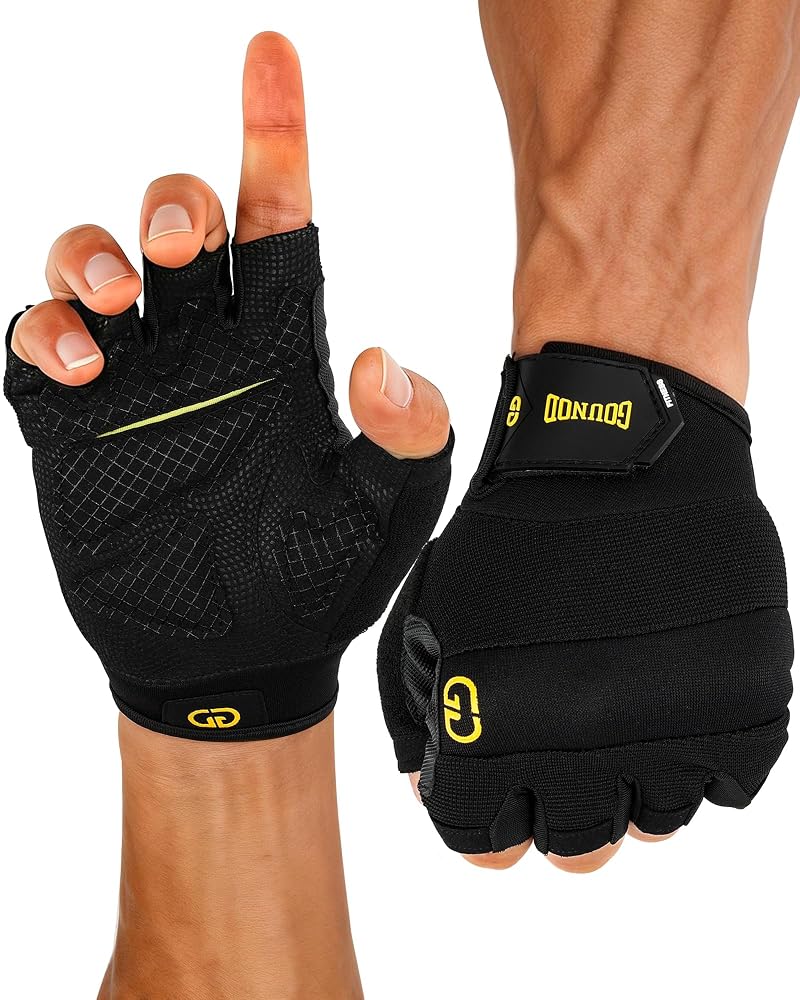 Weight Lifting Gloves for Men & Women, Fingerless Padded Gym Gloves (Small) – Non-Slip Grip, Short Wrist, Training & Cycling