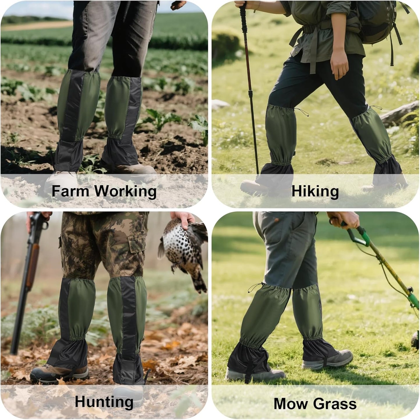 2 PCS Waterproof Lawn Care Leg Gaiters,Garden Trimming Leg Chaps,Weed Eating Leg Protectors