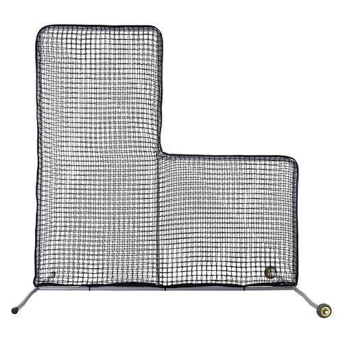 Gulfmore Portable 7x7 ft Baseball L Screen Pitching Protector Net,Pitcher Safety Protective Nets,Softball L-Screen Net with Wheels Easy to Move.