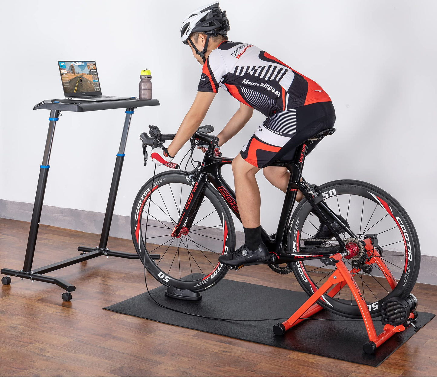CXWXC Bike Trainer Floor Mat for Indoor Riding - Health & Fitness PVC Foam Exercise Bike Mat - Peloton Exercise Stationary Spin Bike Mat