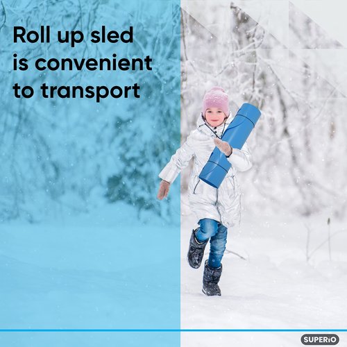 Superio Snow Slider Mat, Flexible Snow Sled Flying Carpet, Roll up Sleds for Kids 36" Lightweight Portable Plastic Snowboard Sled (Blue)