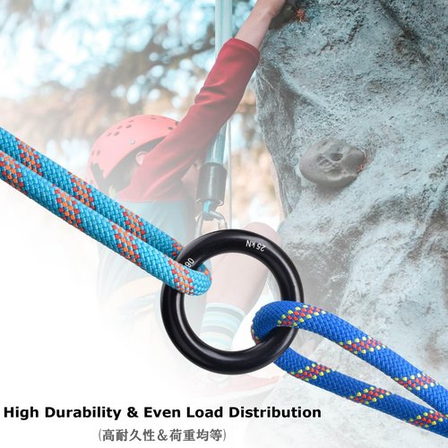 YAPJEB Rappel Ring 25kN for Rock Climbing Arborist, O-Ring Rescue Hammock Rappelling Rope and Slackline Loop, Friction Saver Equipment(Blue)