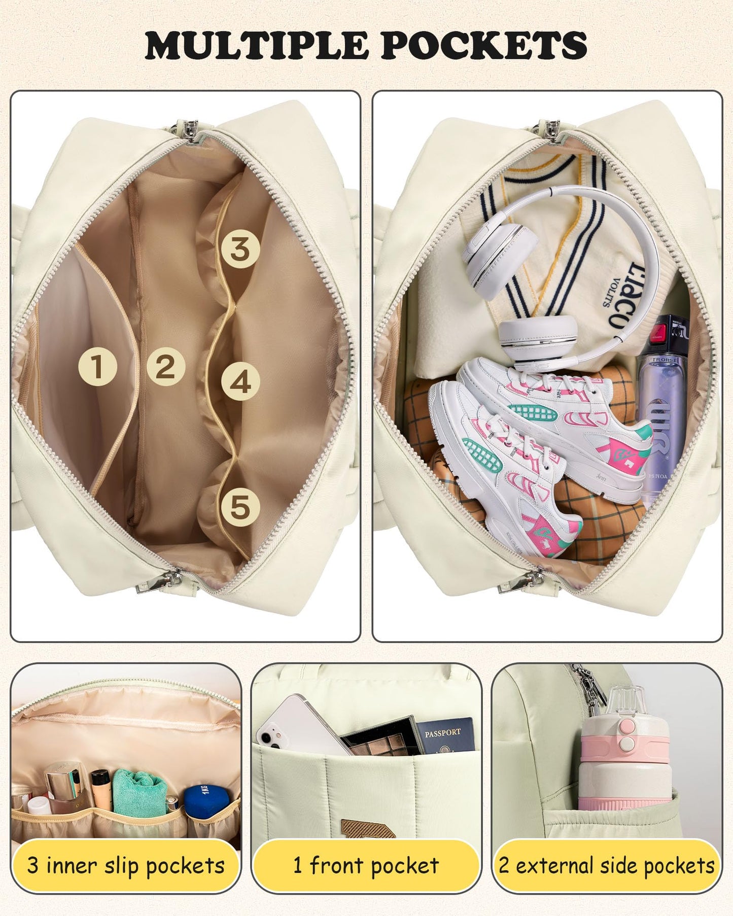 Vogewood Birthday Gifts-Duffle Bag for Travel Women, Travel Bags，Bridesmaid Gifts-Initial Overnight Bag with Wet Pocket，Lightweight Weekender Bags Personalized Gym Tote with Makeup Pouch