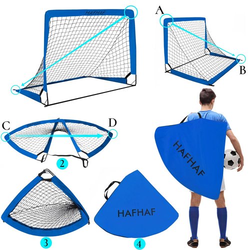 HAFHAF Soccer Goals, 4x3 ft Portable Kid Soccer Goals for Backyard with Ball, Ladder, and Cones Pop Up Soccer Net Soccer Set for Kids Age Youth and Toddler Games, Sports Outdoor Indoor