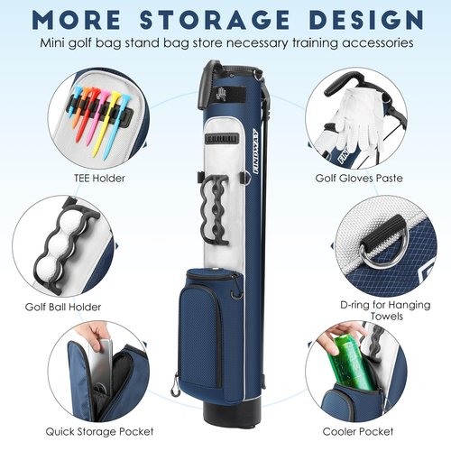 Findway Golf Stand Bag, Par 3 Golf Bag Pitch n Putt Small Golf Bag with Ball Holder and Cooler Bag, Lightweight Golf Carry Bag for Men Women