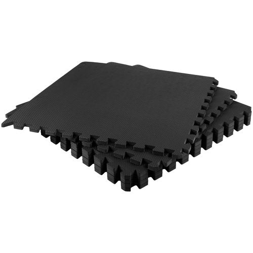 Interlocking EVA Foam Floor Tiles for Home Gym, Yoga Mat, Workout Equipment, or Child's Play Surface - Set of 6, (Black) by Stalwart