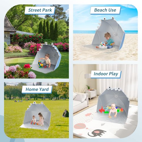 LZEXIN Baby Beach Tent, Pop Up Portable Sun Shade Tent, Lightweight Waterproof UV Protection Beach Sun Shelter with Storage Bag for Baby Beaches, Yard, Picnic, Garden(Shark-Blue)