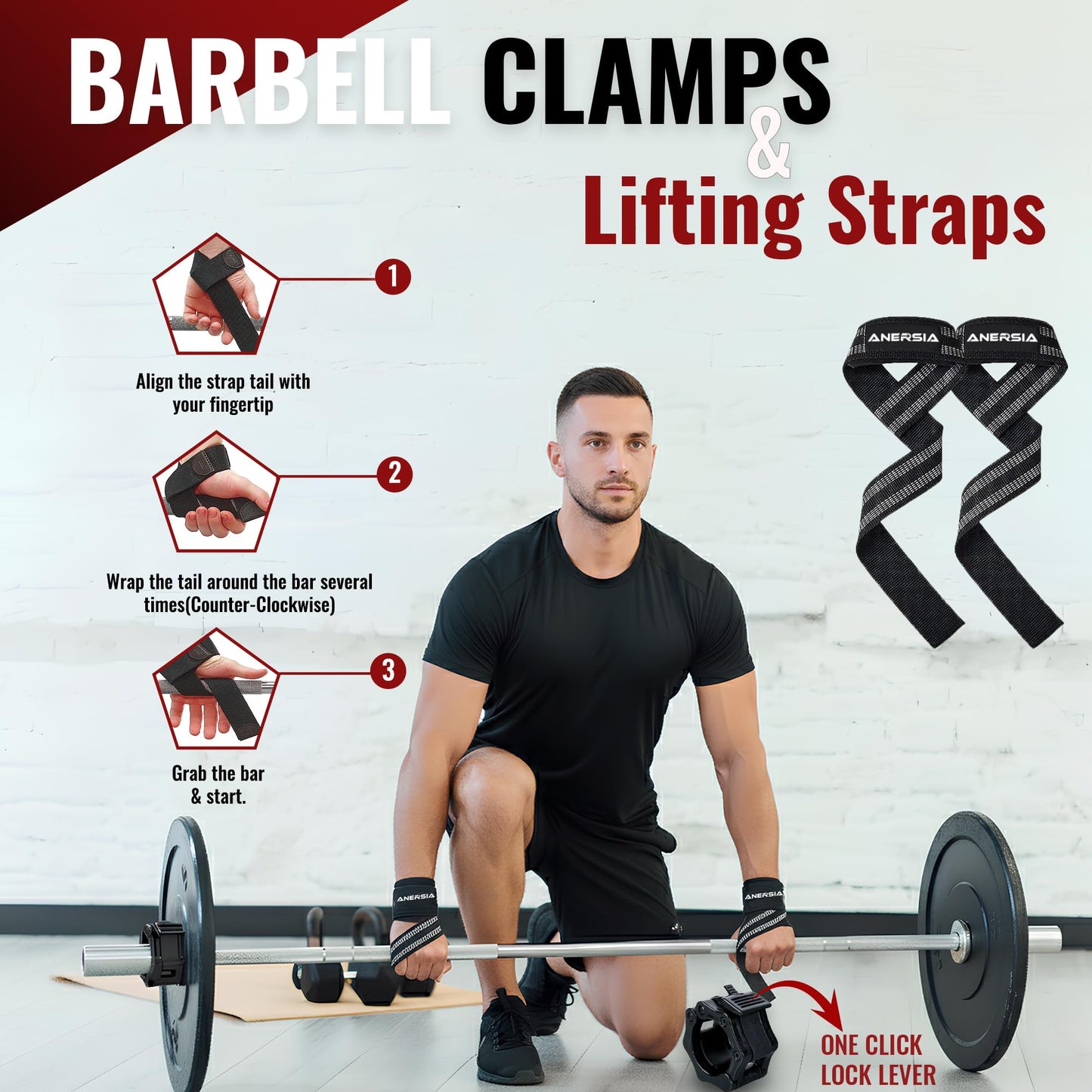 ANERSIA 10 in 1 Barbell Pad Set for Squats & Hip Thrust – Barbell Pad with Resistance Bands, Lifting Straps, Ankle Straps & Barbell Clamps – Weightlifting Accessories Kit for Home Gym