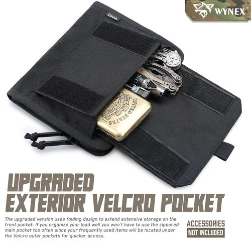 WYNEX Tactical Folding Admin Pouch, Molle Tool Bag of Laser-Cut Design, Utility Organizer EDC Medical Bag Modular Pouches Tactical Attachment Waist Pouch Include U.S Patch