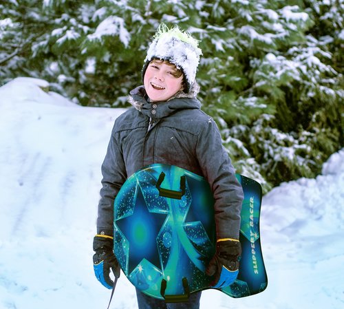 Slippery Racer Downhill Adults and Kids Foam Toboggan Snow Sled with Handles, 36" (1)