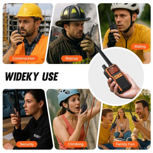 Midd Kacy MK108 Walkie Talkies,2 Way Radio Long Range,60 Channel GMRS Radio with 121 Privacy Codes,IP55 Waterproof,SOS,NOAA Weather Alerts,VOX,Dual Watch(Black/Orange,2 Pack)
