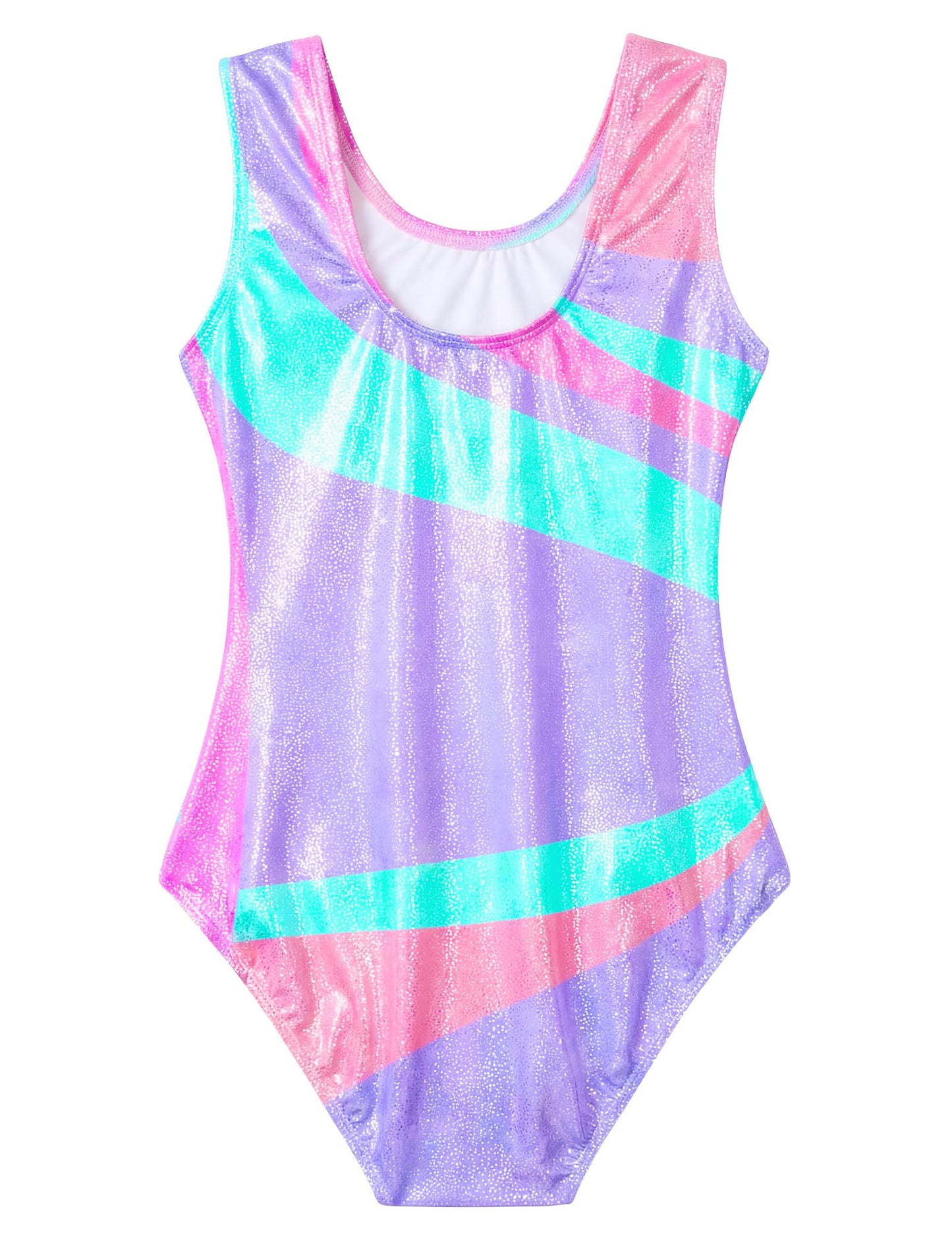Domusgo Girls Leotards Size 7-8 Years Old Sparkly One Piece Purple Blue Floral Sleeveless Athletic Outfits
