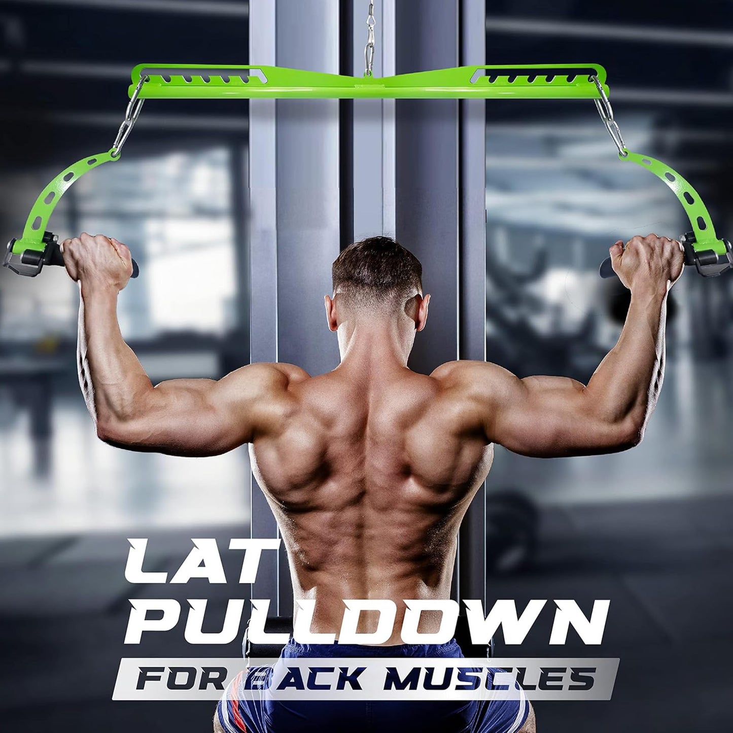 Yes4All Long Speader Pull Down Bar, Seven Grip Level Design for Home Gym, Long Bar Cable Machine Attachment
