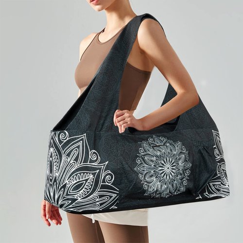 BagYG Yoga Mat Bag-Large with Strap,Zipper and Pockets Bags Carriers Fits All Your Stuff for Women Most Size Mats,Mandala Black,30''x9''x11''(BagYG-31086384)