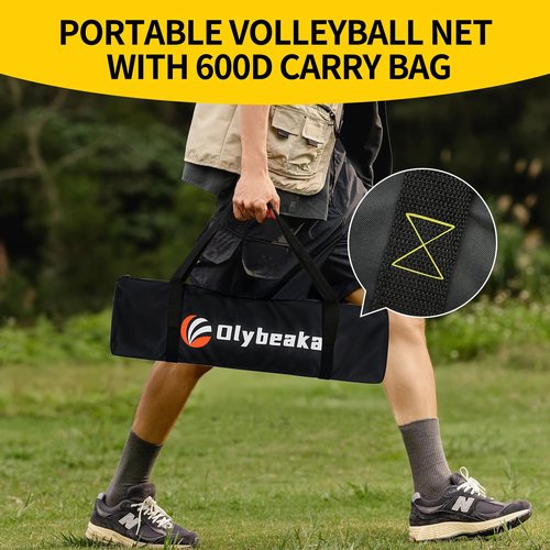 Portable Outdoor Volleyball Net Set for Backyard Beach with Adjustable Poles, Durable 20ft/32ft Net, Soft PU Volleyball & Pump, Carry Bag - Easy Set Up & Durable