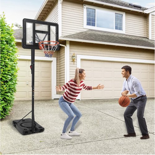 Adjustable Basketball Hoop Outdoor 10ft, 44 Inch Backboard, Portable Basketball Goal for Adults, in Backyard Driveway Indoor