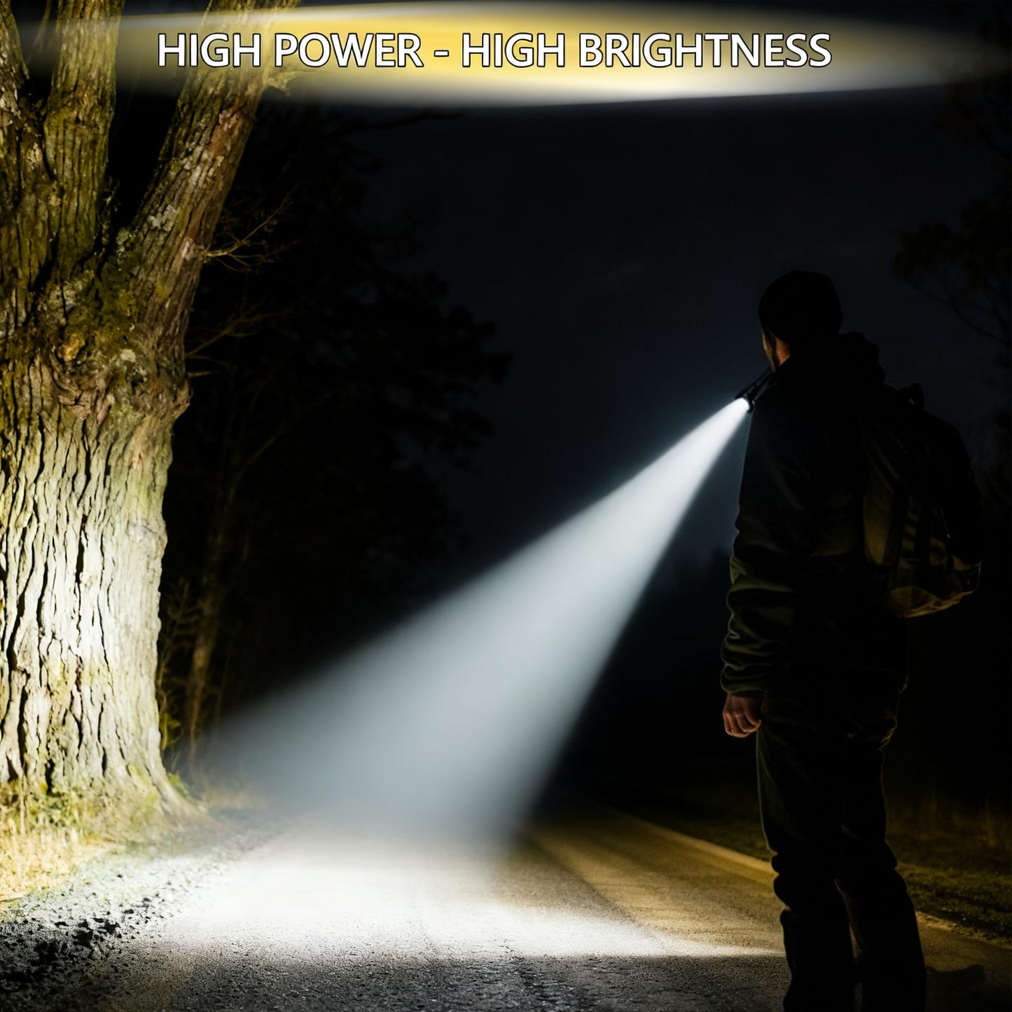 Aijolenly Rechargeable High-Lumens Flashlights, Super Bright LED Flashlights, High-Power Handheld Flashlights with 6 Modes and Adjustable Focus, Suitable for Emergency Lighting and Hiking
