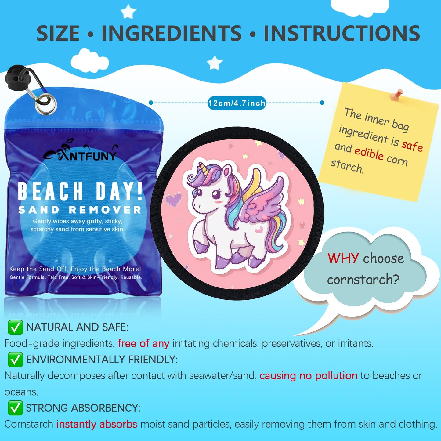 Antfuny Beach Sand Remover Sand Unicorn Eraser Brush Wipe Mitt Family 2026 Summer Beach Vacation Essentials Hawaii Honeymoon Accessories European Costa Rica Bahamas Trip Must Haves Alaska Cruise Ship