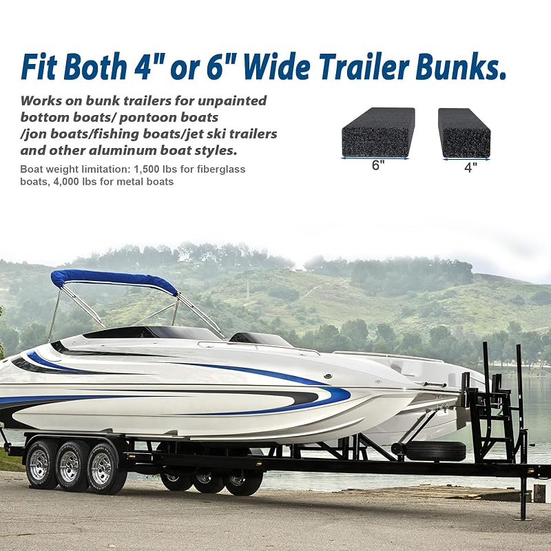 Heavy Duty Boat Trailer Bunk Slides 3" x 10" with 8 Pads + 2 Enders (Variation 8 Pads + 2 Bunk Enders)