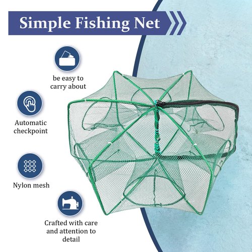 Minnow Trap 24in*10in??with Foldable Fishing Net & Collapsible Fish Bucket - Crab, Crawfish, Shrimp Trap for Freshwater Saltwater Fishing (6-Sided)
