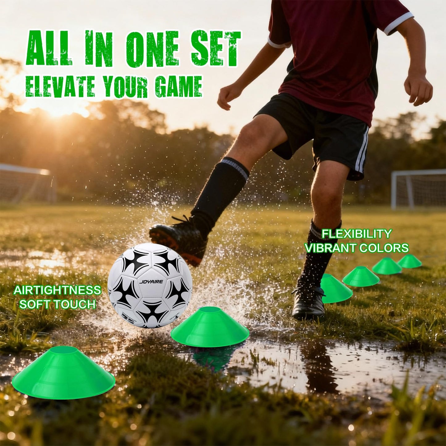 Soccer Goals for Backyard Set, Portable Kids Toddler Soccer Net 2 of 4' x 3', Pop Up Soccer Goal Soccer Training Equipment with Size 4 Soccer Ball, Carry Bag, Youth, Games, Sport, Outdoor Play