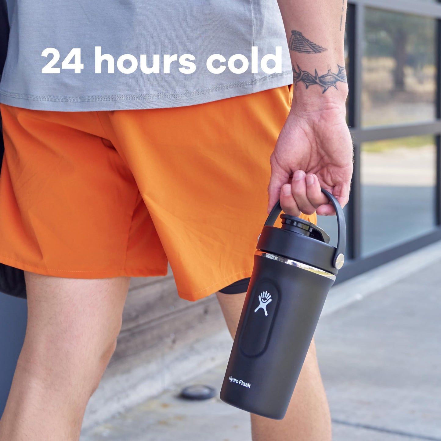 Hydro Flask Shaker Bottle – Insulated Stainless Steel Gym Bottle for Pre Workout & Protein 24 Oz Black