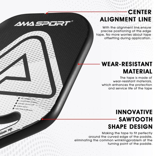 PICKLETECH Pickleball Paddle Protection Tape - Paddle Head Edge Guard - Racket Edge Protection Tape -Fit Perfectly Curved Edge -No Wrinkling