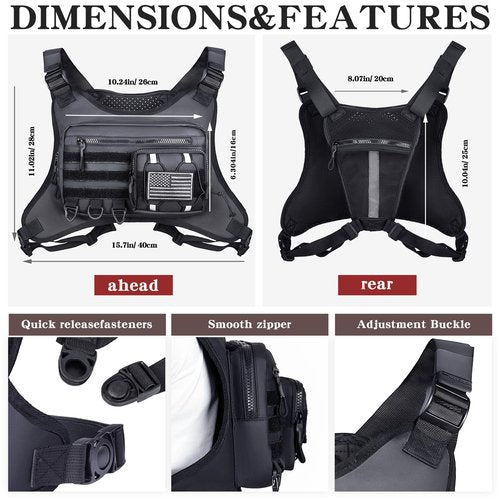 ZTRJCMY Tactical Chest Bag with Pistol Holster- Water Resistant Outdoor Sports Chest Bag for Outdoor Sports-Hiking & Workouts(Black)
