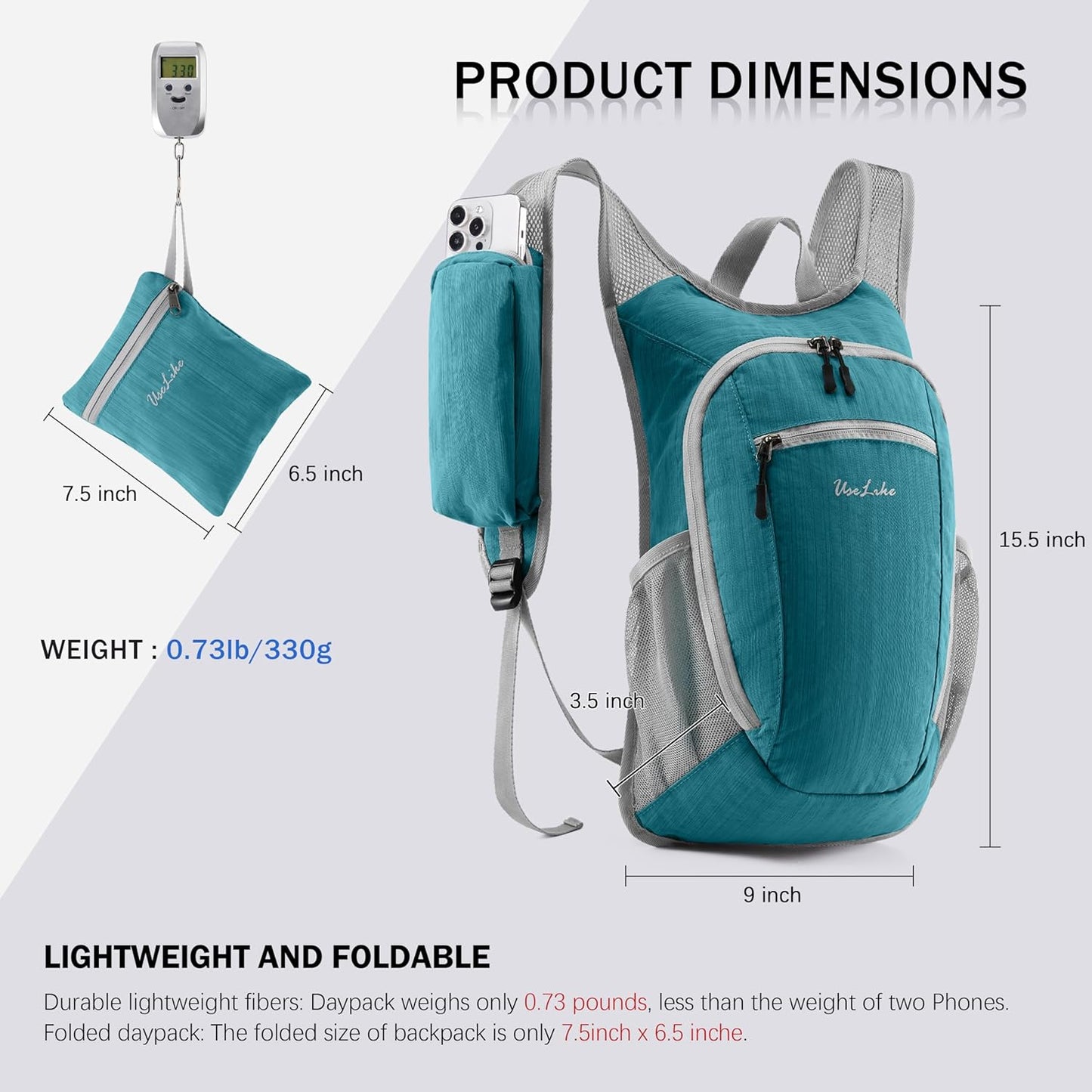 10L Small Hiking Backpack Travel Daypack Lightweight Packable Back Pack for Women Men(Black)