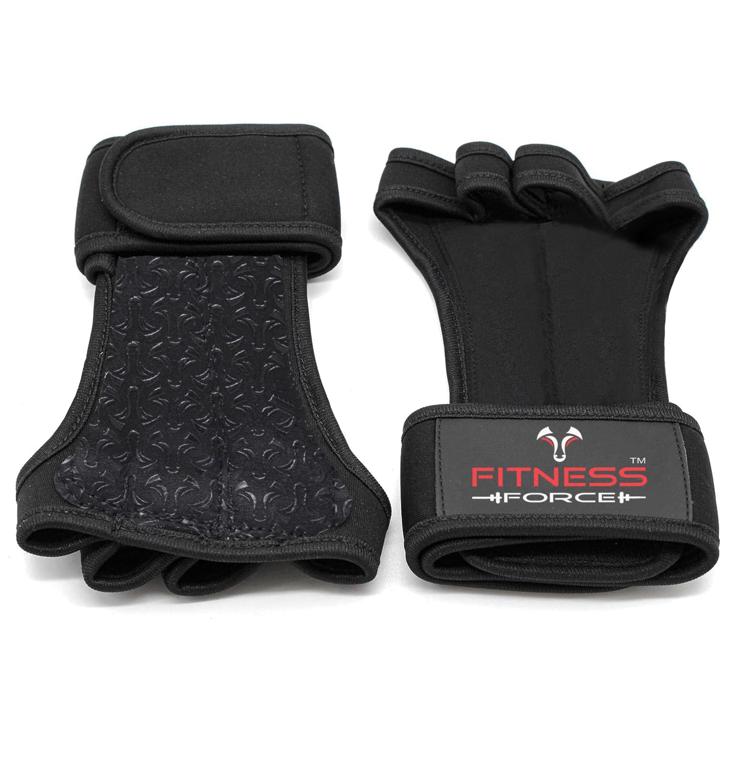 FITNESS FORCE Ventilated Weightlifting Gloves Workout Gloves for Men & Women with Built-in Wrist Wraps Fingerless Gym Gloves for Men Perfect for Exercise Fitness, Weight Lifting (Black, X-Small)
