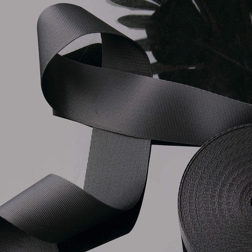 JIAKAI 1 Inch Wide 10 Yards Nylon Heavy Duty Webbing Strap，Polypropylene Heavy Straps for Bags, Hammocks, Outdoor Climbing and DIY Making Luggage Strap, Pet Collar, Backpack Repairing（Black）
