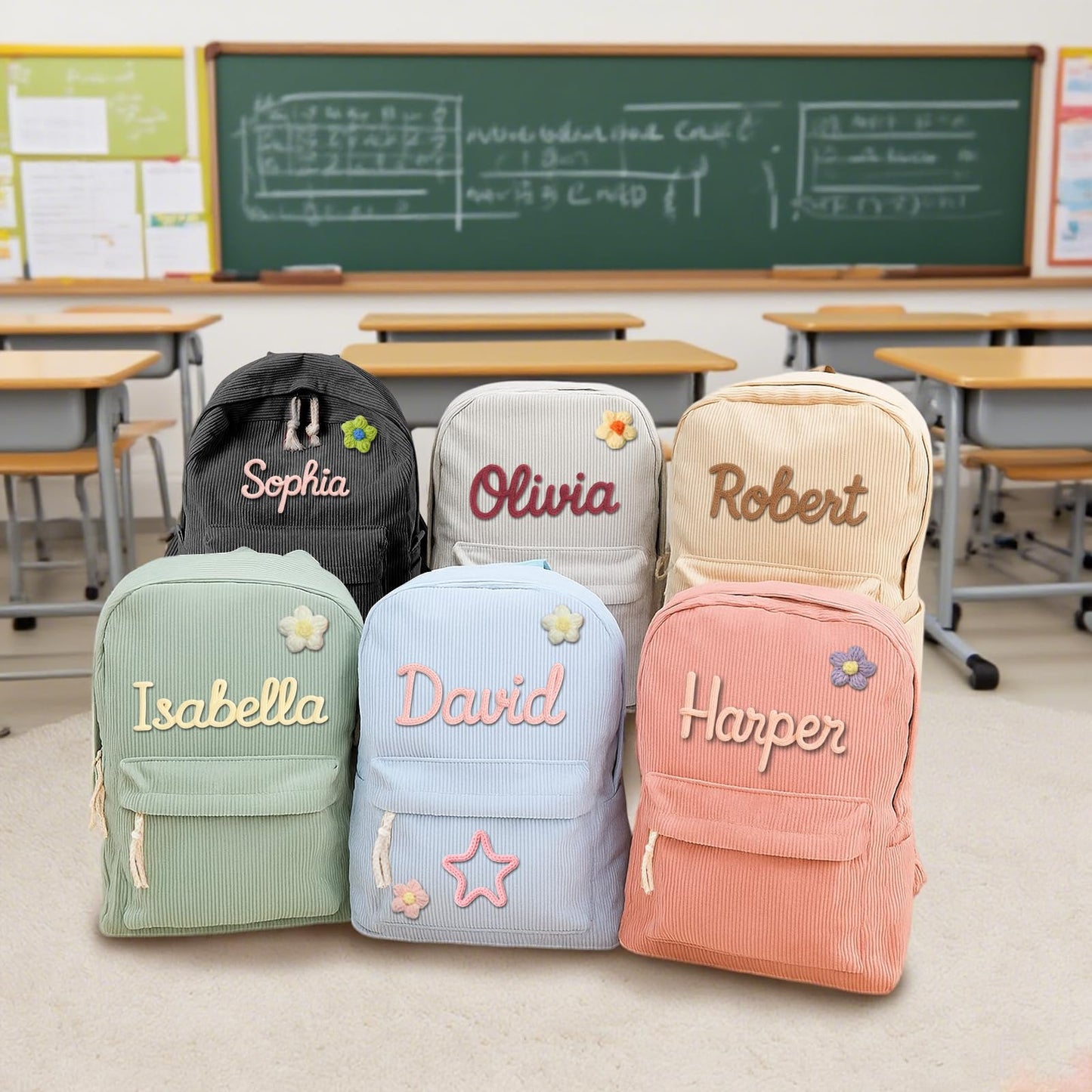 Duckbe Personalized Corduroy Backpack with Name Custom Backpacks for Toddler Girls Boys Bookbags Back to School Bag for Kids Birthday Christmas Children Gifts
