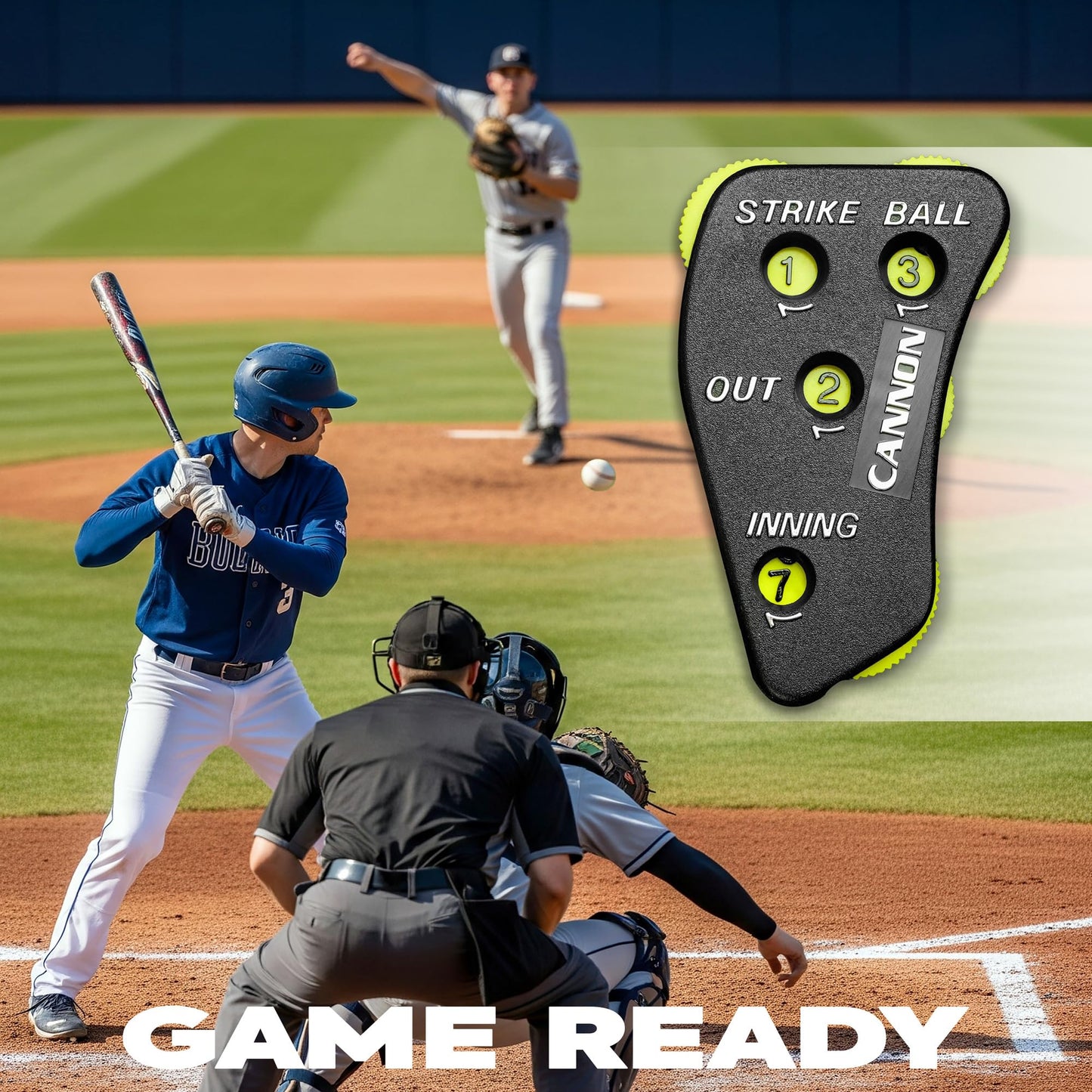 Cannon Sports 4 Wheel Umpire Indicator - Optic Yellow Dials for Counting Strikes, Balls, Outs, Innings - Essential Softball Baseball Umpire Clicker (Black with Optic Yellow Dials, 1 Pack)