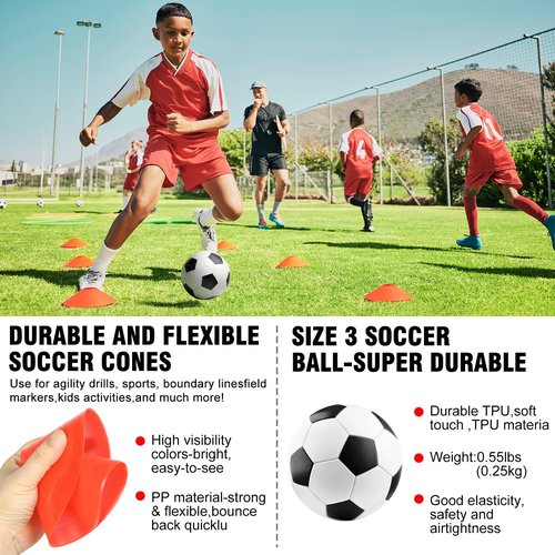 VAVOSPORT Kids Soccer Goals for Backyard Set - 2 of 6x4 ft Portable Soccer Goal Training Equipment, Practice Soccer Net with Soccer Ball, Cones, Soccer Set for Toddler Youth Sports Outdoor Games Play