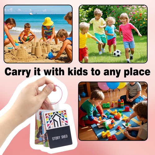 xcivi Card Holder for Yoto Audio Player, Designed for Yoto Cards Rings and Tabs 260PCS Self Adhesive Tabs with 10 Loops, Kids Travel Carrier of Yoto Card Accessories