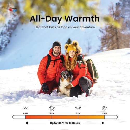 Large Hand & Body Warmers (45 Count) - Up to 18 Hours of Heat, Super Long Lasting - Easy, All Natural - Air Activated, for Body, Hands & Toes - Odorless Hot Hand Warmer - Sport Temp (45 Pack)
